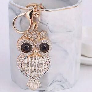 Rhinestone Metal Owl Key Chain - Bag Charm